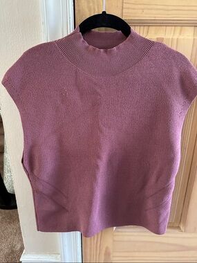 Express Mauve Mock Neck Knit Sleeveless Top